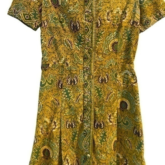 Vintage hand printed batik cotton button down paisley dress - Picture 6 of 13